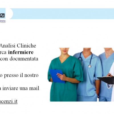 Il Laboratorio Analisi Cliniche CRESCENZI cerca infermiere prelevatore