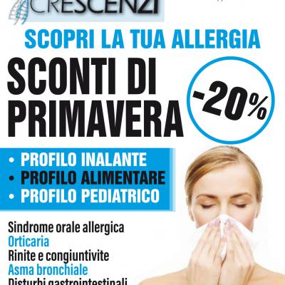 SCOPRI LA TUA ALLERGIA, SCONTI DI PRIMAVERA -20% 